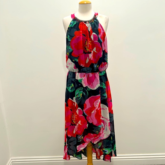 MSK Dresses & Skirts - FLORAL PRINT MIDI DRESS , SIZE 16, FULLY LINED,
